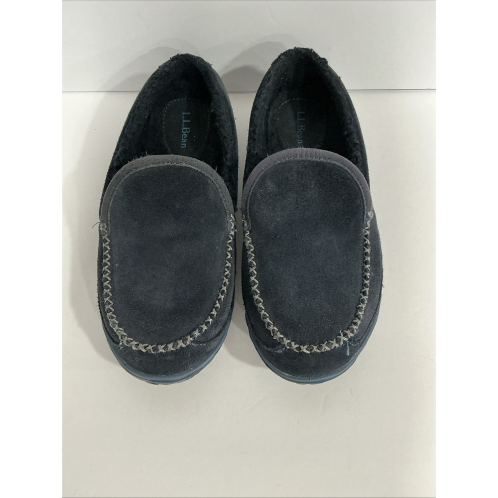 L.L. BEAN MOUNTAIN Slippers, Blue Suede,  Fleece Lined, Camo Sole, 8, Dadcore